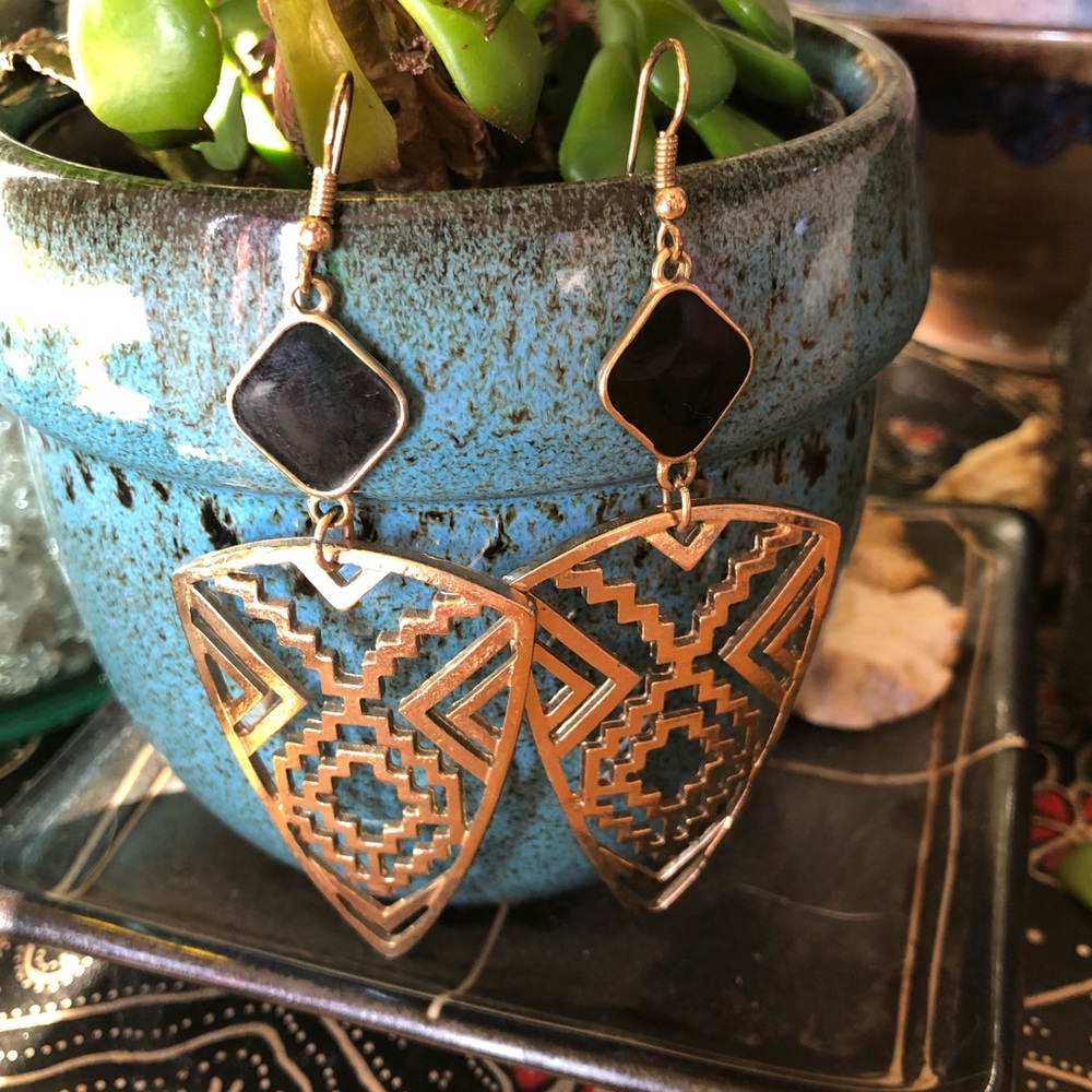 Black and Gold Boho Earrings